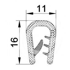 Klemprofiel | PVC kantafwerkprofiel | zwart | 16 x 11 mm | per meter